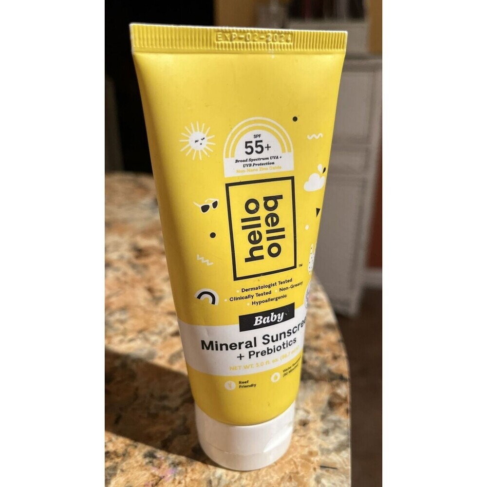 Hello Bello SPF 55 Mineral Sunscreen Lotion + Prebiotics 3 Oz EXP 2/2024
